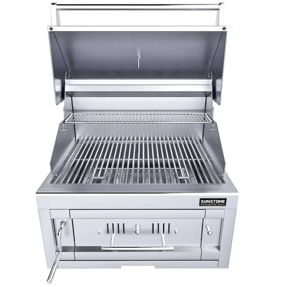 Sunstone 28″ Single Zone 304 Stainless Steel Charcoal Grill - SUNCHSZ28